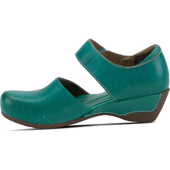 L'Artiste by Spring Step Womens Gloss Leather Mary Jane Shoes -- Turquoise NEW - Picture 2 of 7
